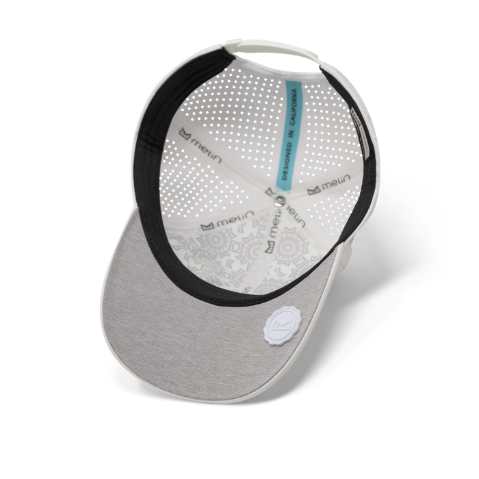 The inside view of melin's A-Game Hydrolite snapback hat in White