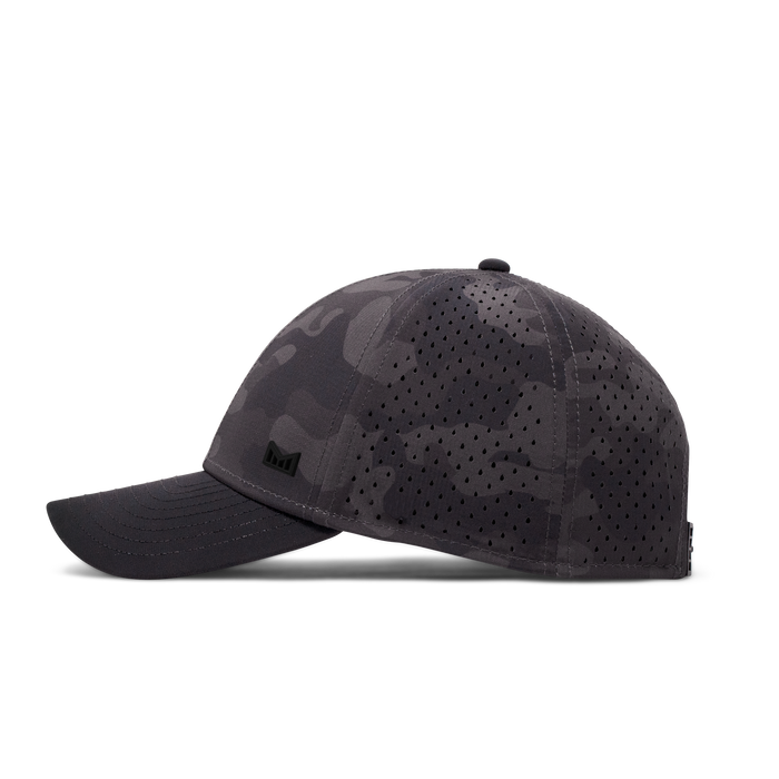 The side view of the melin A-Game Icon Hydro  Vintage Fit in  Black Camo