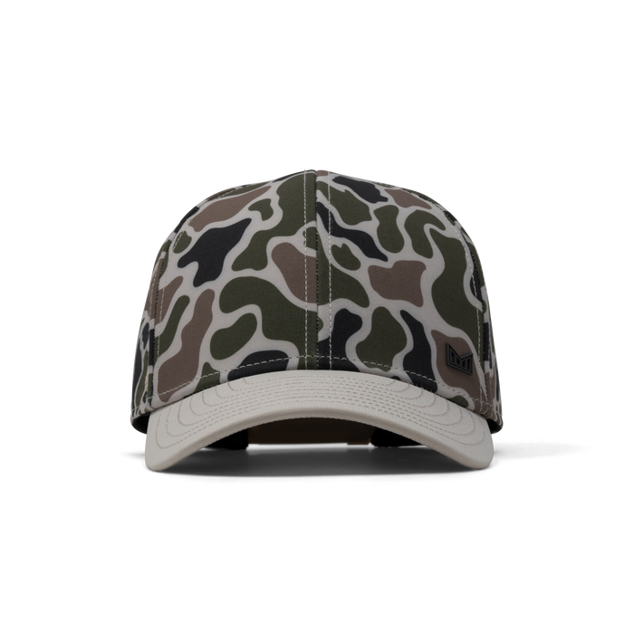 The front view of the melin A-Game Icon Hydro  Vintage Fit in  Duck Camo