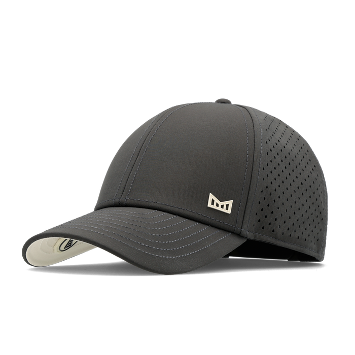 The angled view of the melin Vintage Fit A-Game Icon Hydro hat in faded black