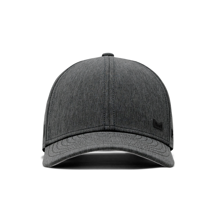 The front view of the melin A-Game Icon Hydro  Vintage Fit in  Heather Charcoal