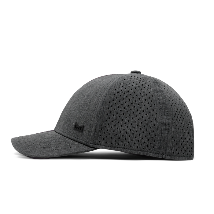 The side view of the melin A-Game Icon Hydro  Vintage Fit in  Heather Charcoal
