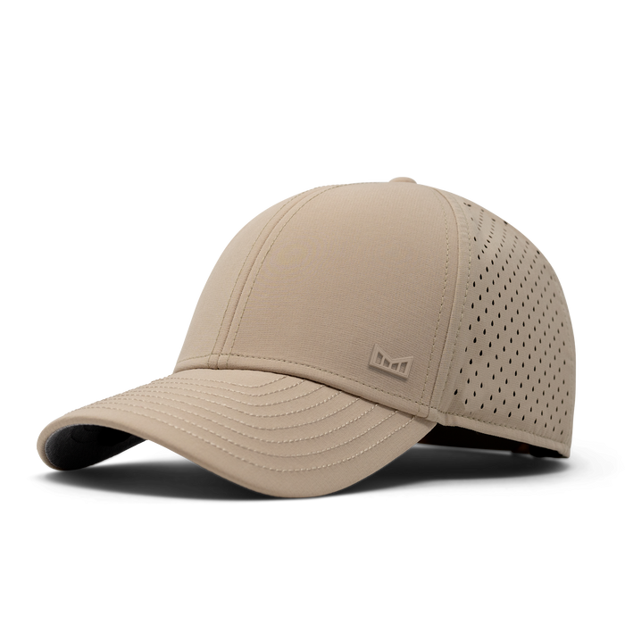 The front, angled view of the melin A-Game Icon Hydro  Vintage Fit in  Khaki