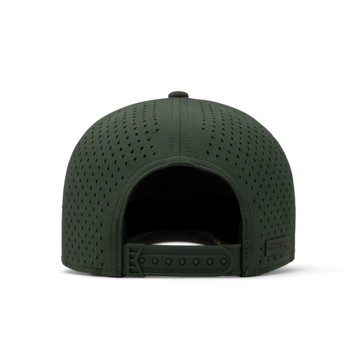 The back view of the melin Vintage Fit A-Game Icon Hydro in Kombu Green