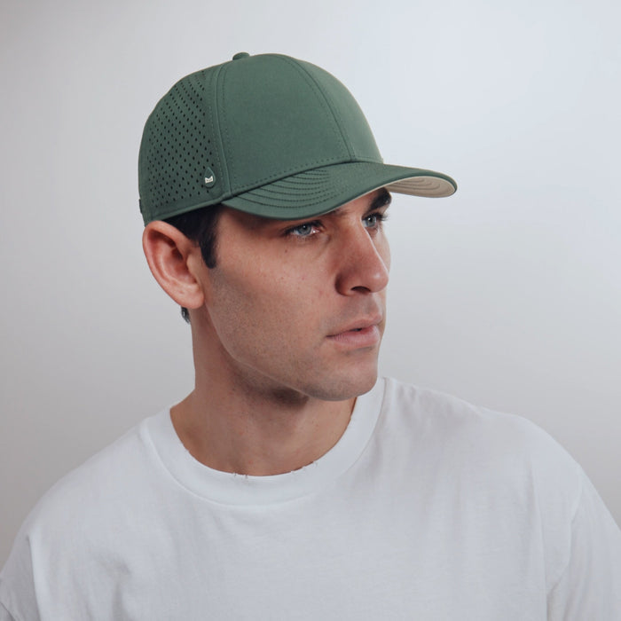 The model-image view of the melin Vintage Fit A-Game Icon Hydro hat in misty trails
