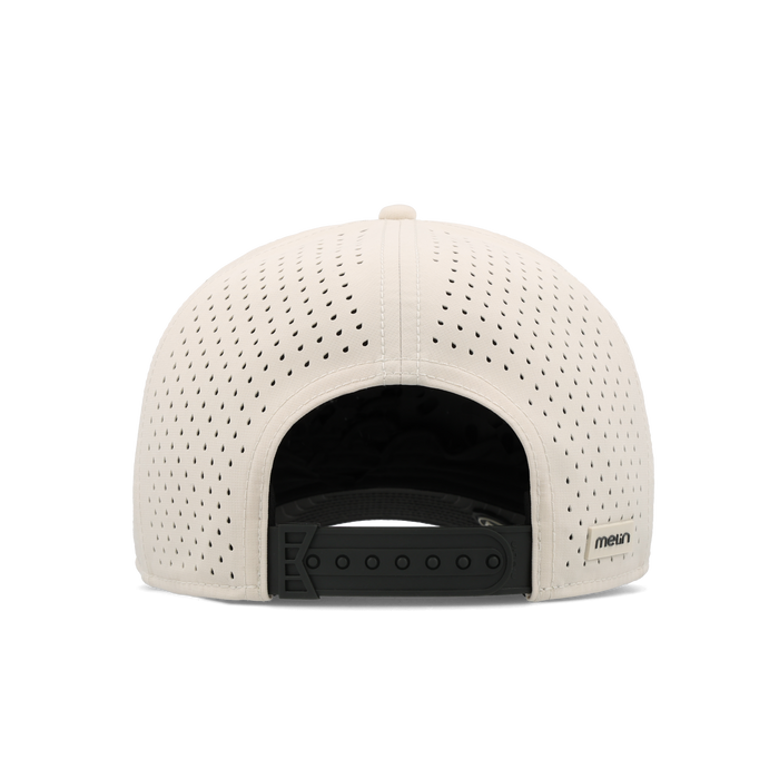 The back view of the melin A-Game Icon Hydro Vintage Fit in Moonbeam / Pirate Black