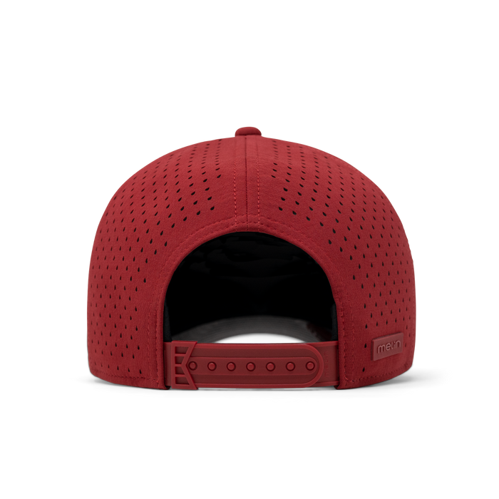 The back view of the melin A-Game Icon Hydro  Vintage Fit in  Red
