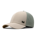 The front, angled view of the melin A-Game Icon Hydro Vintage Fit in Sandshell