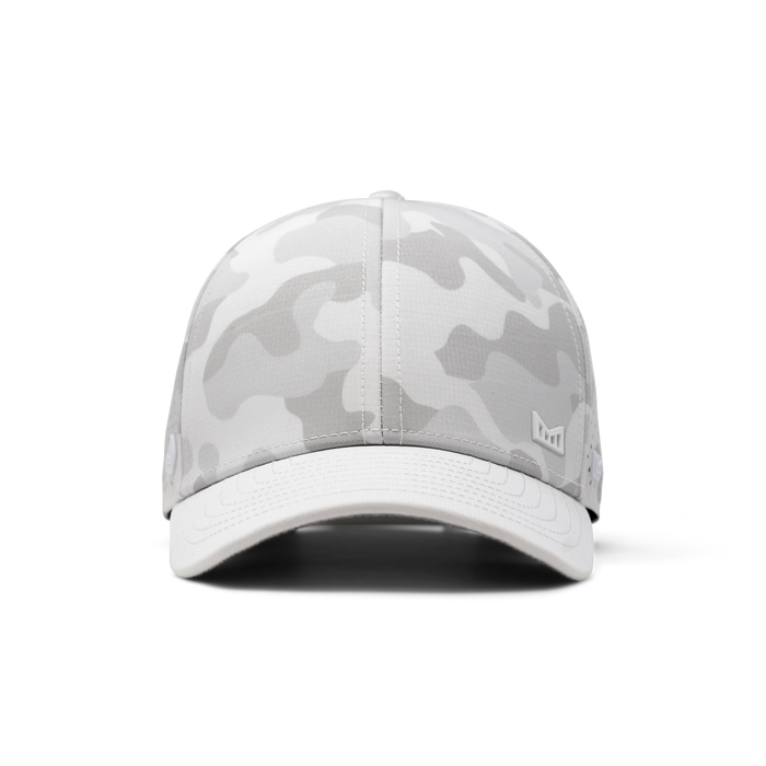 The front view of the melin A-Game Icon Hydro  Vintage Fit in  Snow Camo