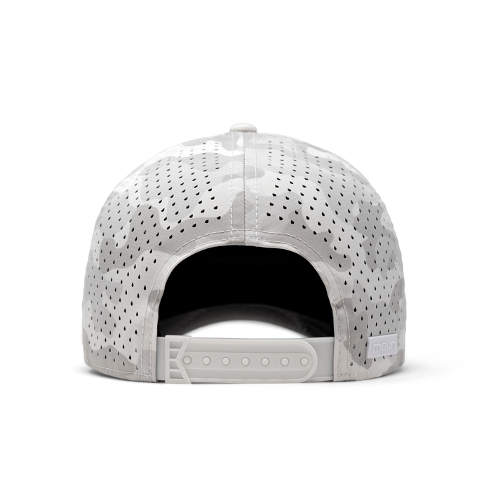 The back view of the melin A-Game Icon Hydro  Vintage Fit in  Snow Camo