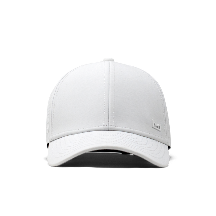 The front view of the melin A-Game Icon Hydro  Vintage Fit in  White