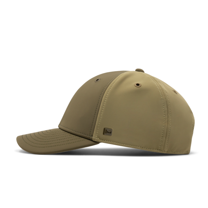 The side view of the melin A-Game Infinite Thermal  Vintage Fit in  Dark Olive / Fig