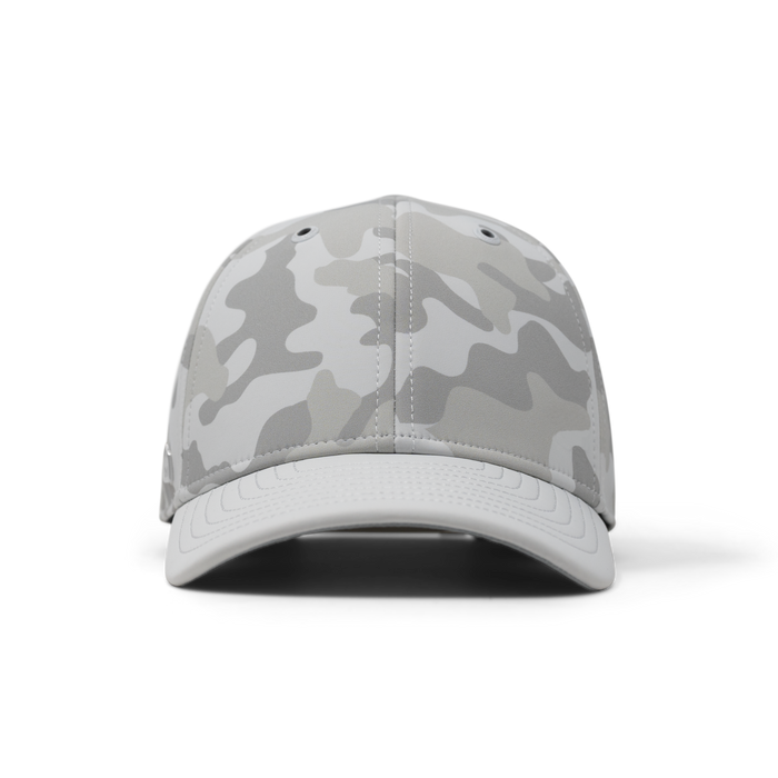 The front view of the melin A-Game Infinite Thermal  Vintage Fit in Snow Camo