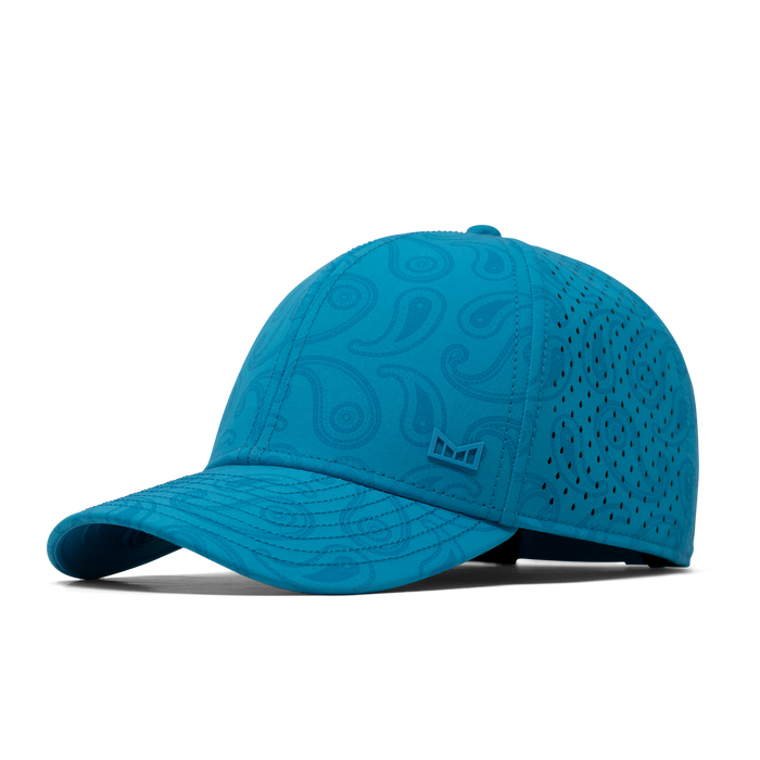 The front, angled view of the melin Vintage Fit A-Game Links Hydro  in  Electric Blue