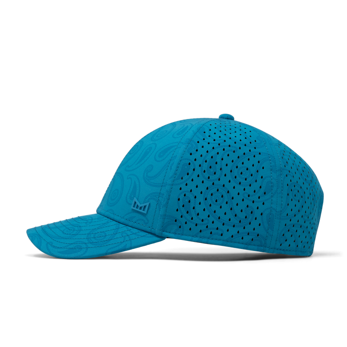 The side view of the melin Vintage Fit A-Game Links Hydro  in  Electric Blue