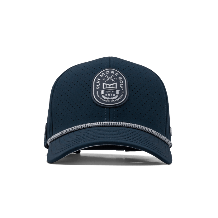The front view of the melin A-Game Links Drive Hydro  Vintage Fit in  Navy / White