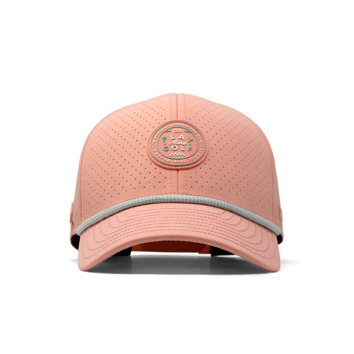 The front view of the melin A-Game Links Hydro  Vintage Fit in  Peach Nectar
