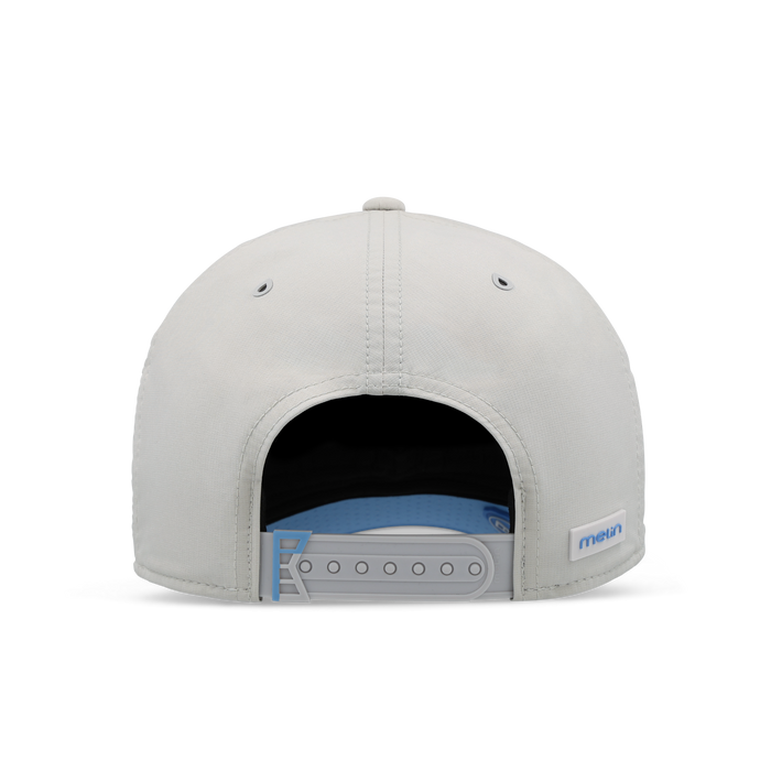 The back view of the melin A-Game Links Hydro  Vintage Fit in  Sky / Light Grey