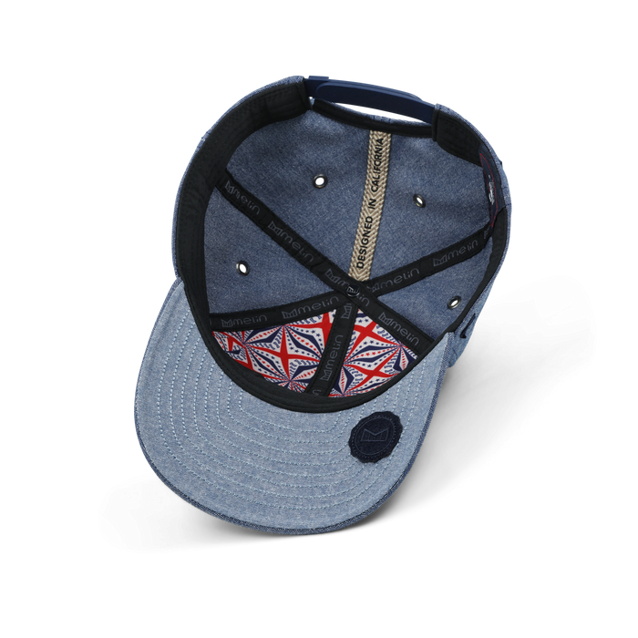 The inside view of the melin A-Game Mill United  Vintage Fit in  Chambray