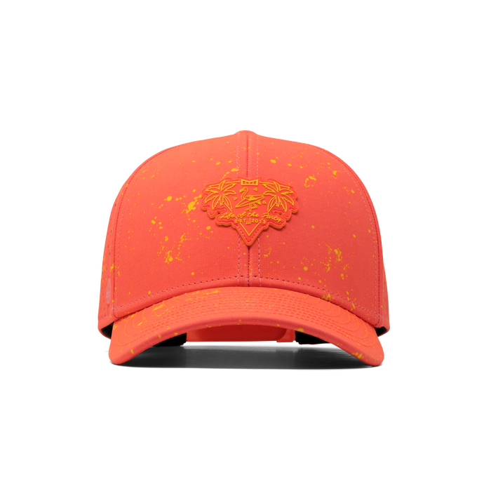 The front view of the melin A-Game Neon Hydro Vintage Fit in Infrared