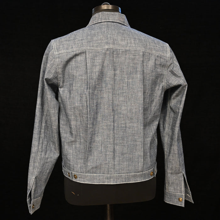 AK/PR/LOT1/JKT/017 Chambray Front Pleated Denim Shirt Jacket  - INDIGO