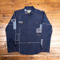 AK/PR/LOT1/SHRT016 Shirt Pattern 4 Dark Blue Cotton Patchwork Shirt with Two Flap Pockets - INDIGO