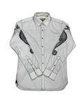 AK/PR/LOT2/SHRT063 Handpainted Seahorse on sleeves and black contrast stiching - WHITE