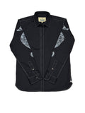 AK/PR/LOT2/SHRT066 Handpainted Seahorse on sleeves and white contrast stiching - BLACK