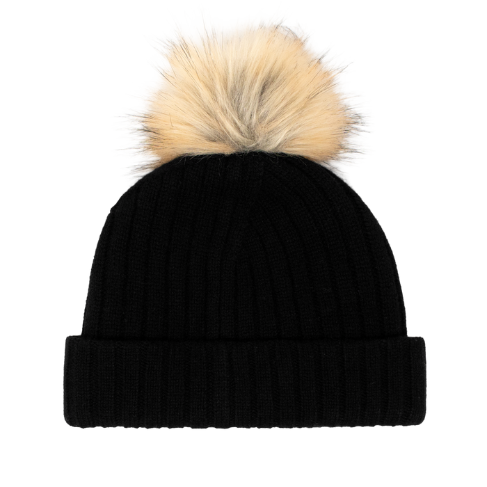 The back image of the All Day Pom Beanie in Black