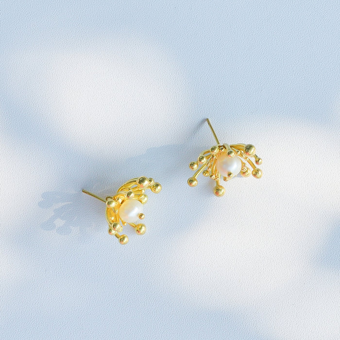 Anemone Earrings with Real Pearls