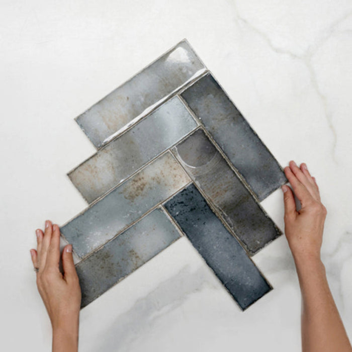 Anthracite Grey Leon Spanish Subway Tile Gloss 69 x 240mm Ceramic  - The Blue Space