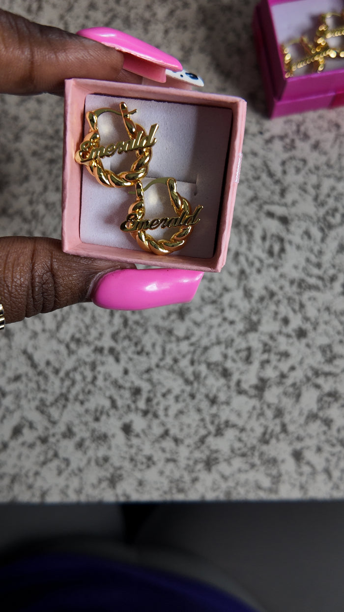 Baby Hoop Name Earrings