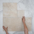 Pattern with Hand Beige Amara Travertine Tile Matt French Pattern Porcelain FPCANBEM - The Blue Space