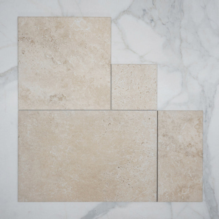 Pattern no Hand Beige Amara Travertine Tile Matt French Pattern Porcelain FPCANBEM - The Blue Space
