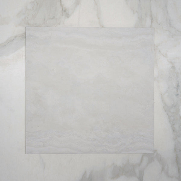 Bianco Ivy Vein Cut Travertine Tile Tech Grip 600 x 600 x 10mm Porcelain  | The Blue Space