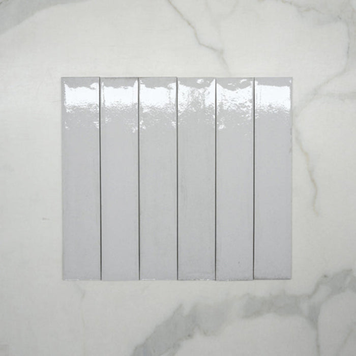 Faces No Hand Bianco Theo Subway Tile 75 x 400mm Italian Porcelain  - The Blue Space