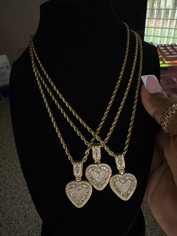 Blinged Out Dainty Heart Necklace