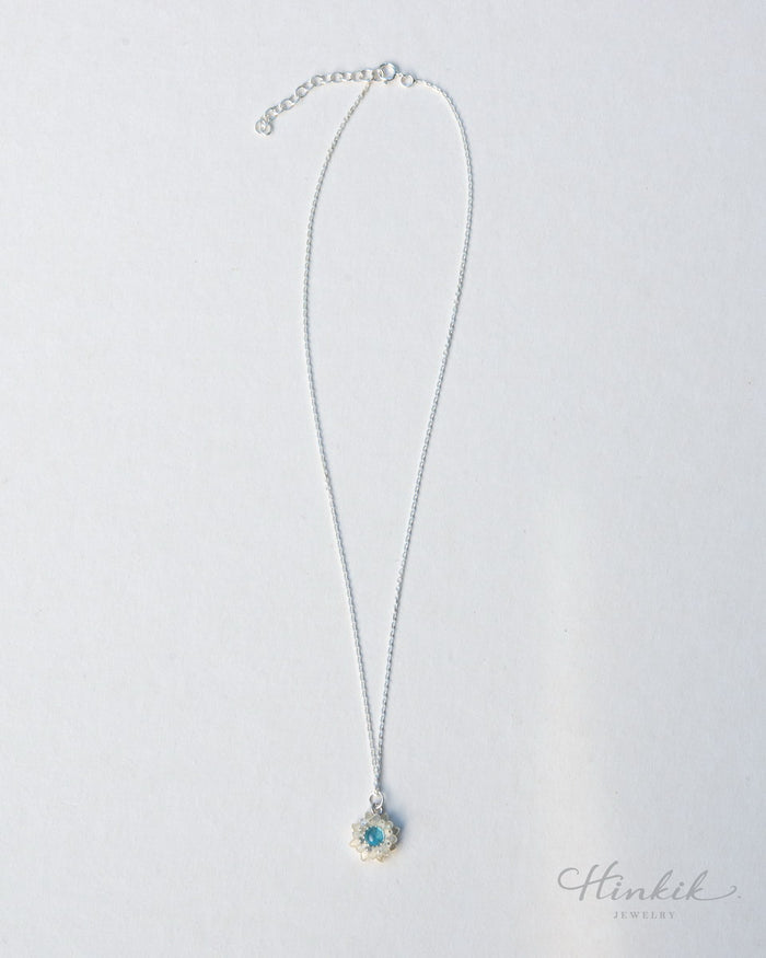 Blooming Lotus Necklace – Sterling Silver 925 with Moonstone / Aquamarine