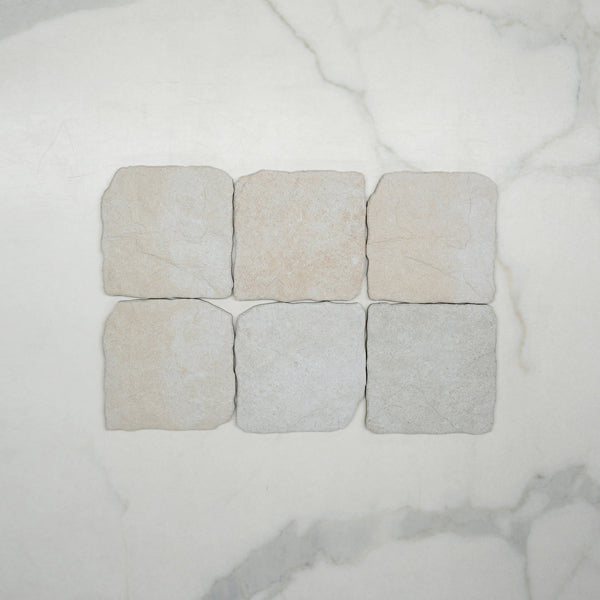 Looks No Hand Bone Settlers Cobble Stone 150 x 150mm Porcelain  - The Blue Space