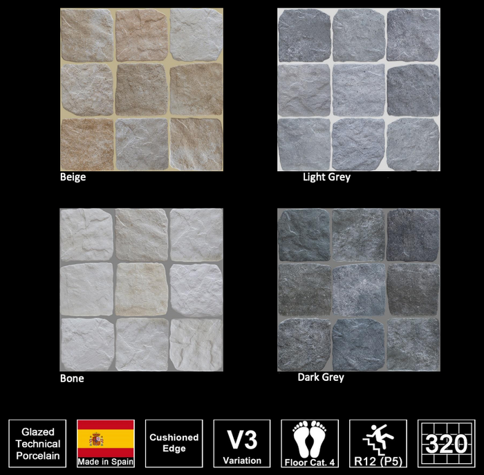 4 Faces Bone Settlers Cobble Stone 150 x 150mm Porcelain  - The Blue Space