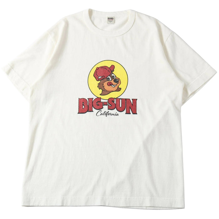 BR-25180 STANDARD TSURIAMI Crew Neck Print T-Shirt (BIG-SUN) - WHITE