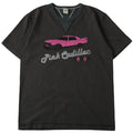 BR-25238 14/- COZUN COZUN Double V-gusset S/S Print T-shirt (Pink Cadillac DINER) - BLACK