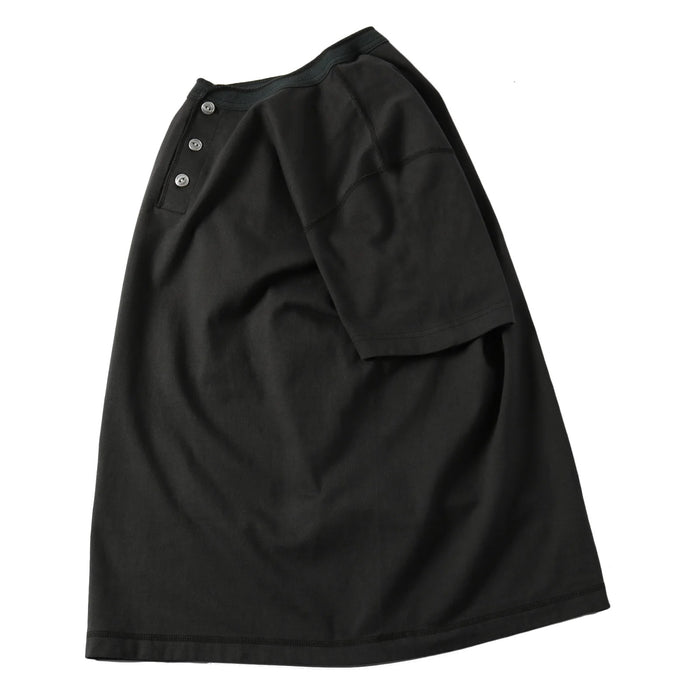 BR-8146SP STANDARD COZUN Henry Neck T-Shirt (Button Works) - BLACK