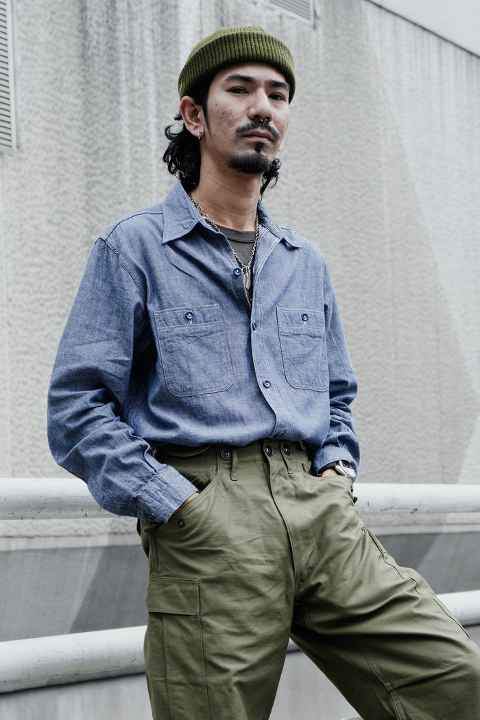 BR25995 CHAMBRAY WORK SHIRT L/S - BLUE