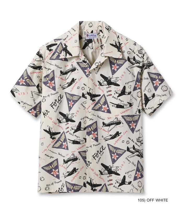 BR39323 TWELFTH AIR FORCE PRINT SHIRT - OFF WHITE