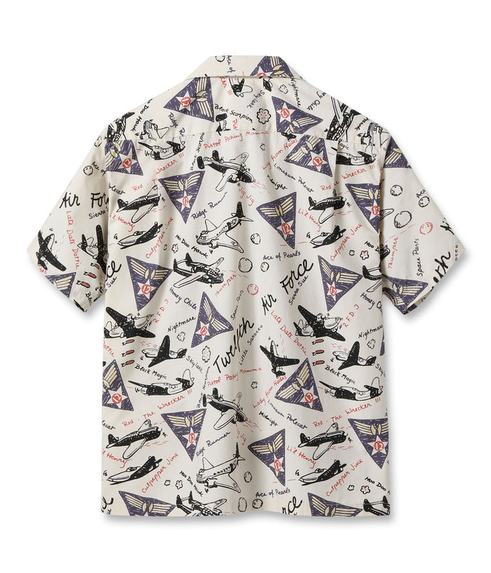 BR39323 TWELFTH AIR FORCE PRINT SHIRT - OFF WHITE