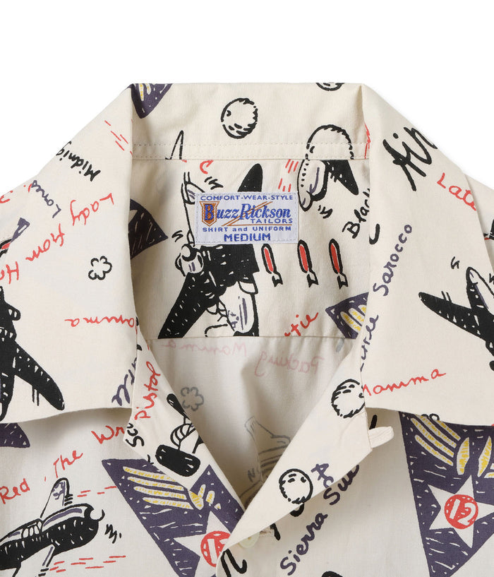 BR39323 TWELFTH AIR FORCE PRINT SHIRT - OFF WHITE