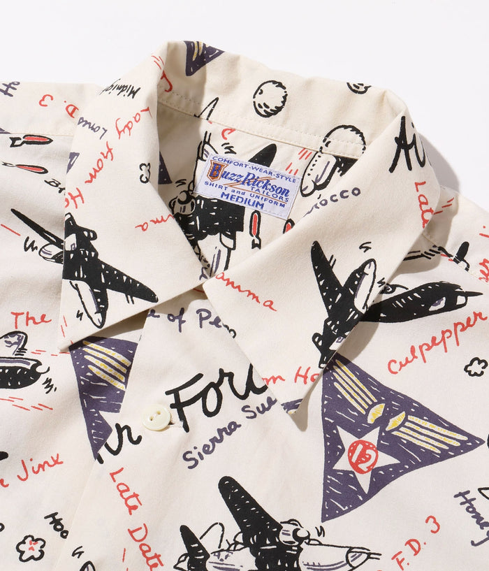 BR39323 TWELFTH AIR FORCE PRINT SHIRT - OFF WHITE