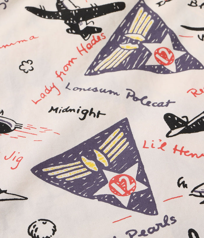 BR39323 TWELFTH AIR FORCE PRINT SHIRT - OFF WHITE