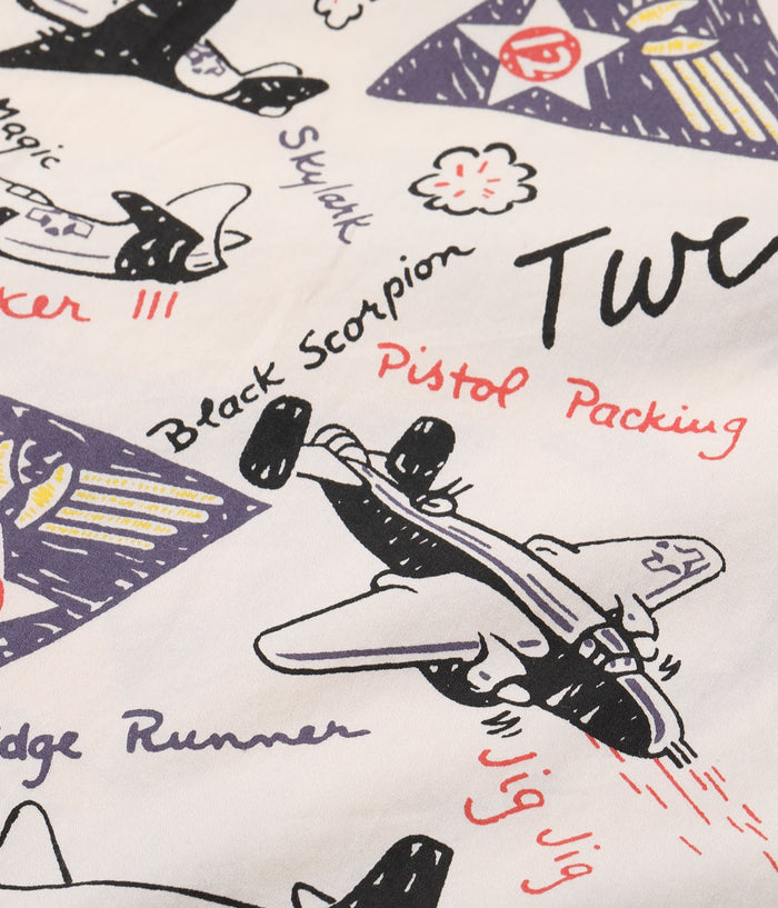 BR39323 TWELFTH AIR FORCE PRINT SHIRT - OFF WHITE